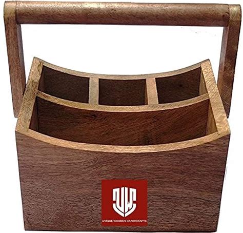 Buy UMAAS® Handmade Wooden Multipurpose Cutlery Holder Basket/spoon ...