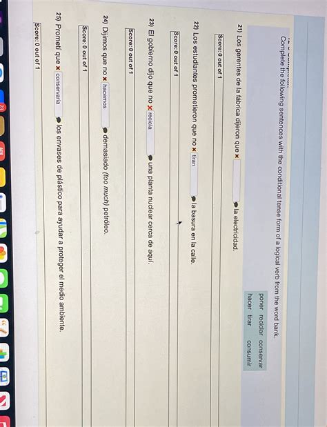 [Solved] Complete the following sentences with the conditional tense ...