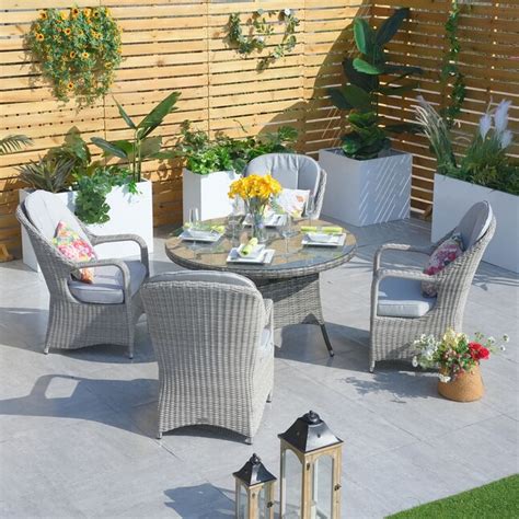 Direct Wicker Mason 5 Wicker Patio Dining Set Wicker Round Table with 4 ...