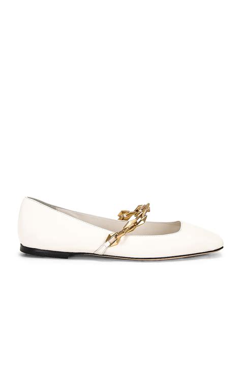 Jimmy Choo Diamond Tilda Leather Ballet Flat in Latte | FWRD