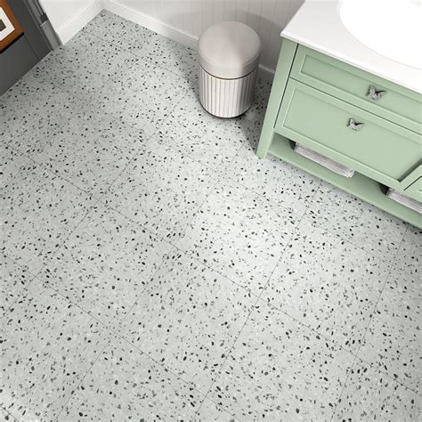 HotDecor Gray Faux Terrazzo Peel and Stick Floor Tile 12x12 IN Self ...