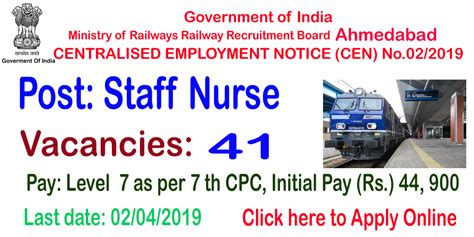 41 Railway Vacancies- RRB Ahmedabad