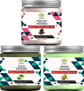 Haria Naturals 100% Pure & Naturals Reetha Powder 100gm & Tulsi Powder ...