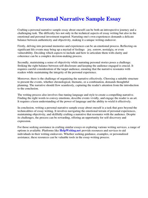 Image result for Personal Narrative Argument Essay Examples