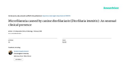 Microfilaruria in Canine Dirofilariasis: A Case Study (Comp Clin Pathol ...