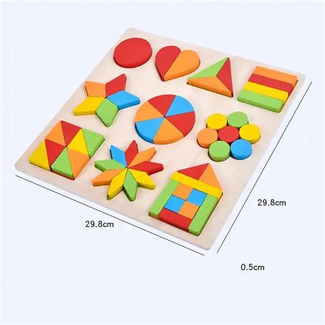Wooden Shapes Puzzle Learning Toy, Montessori Brain Teaser Puzzle Board ...