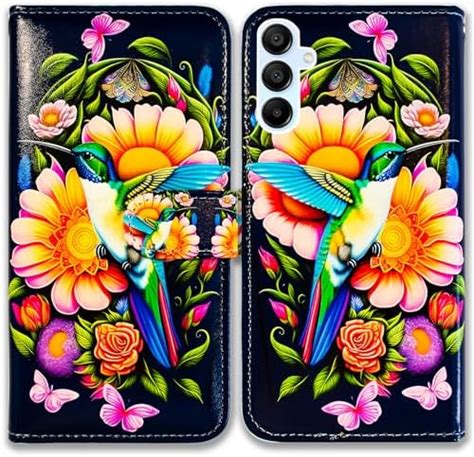 Bcov Galaxy A15 5G Case,Hummingbird Butterfly Flowers Leather Flip ...