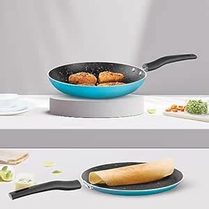 Buy Borosil Festive Glory Non-Stick Set of 2 Tawa (25 cm) and Fry Pan ...