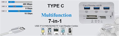 Electro Wolf USB 3.1 Type C to 7 in 1 USB 3.0 HUB Combo Card Reader Hub ...