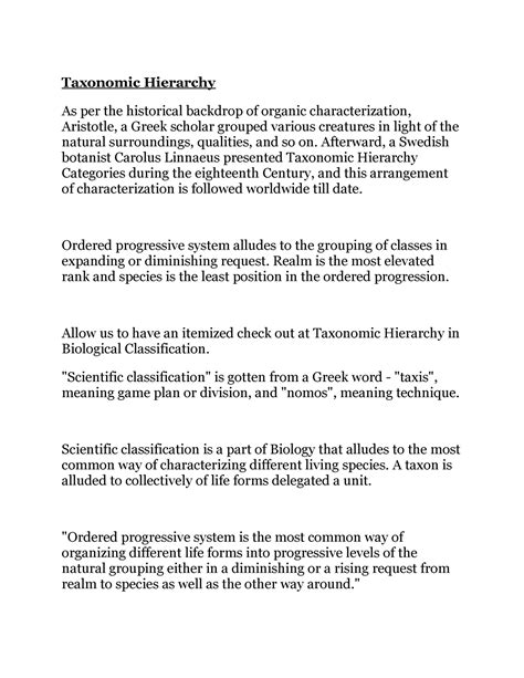 Taxonomic Hierarchy - Afterward, a Swedish botanist Carolus Linnaeus ...