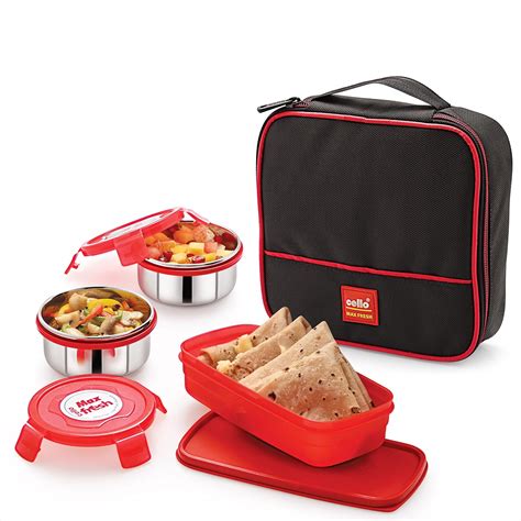 Buy CELLO MF Perfect 3 Plastic Container Lunch Box with Bag- Red Online ...