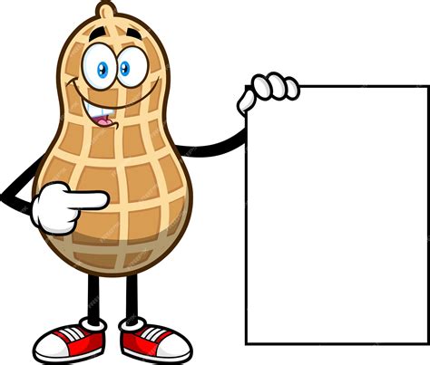 Premium Vector | Peanut Cartoon Character Pointing To A Blank Sign ...