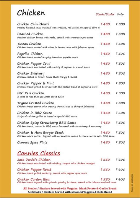 Menu at Connie's Steakhouse & Wine Bar, Bengaluru, 305