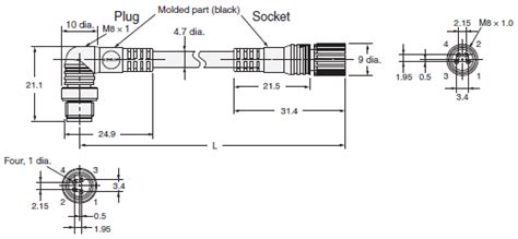XS3 Round Water-resistant Connectors (M8/S8)/Dimensions | OMRON ...