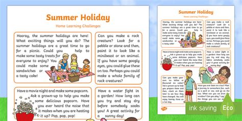 Summer School Holiday Activities At Home - Parents