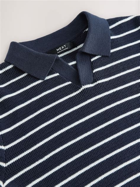 Buy Navy/White Polo Short Sleeve Trophy Neck 100% Cotton Jumper (3 ...