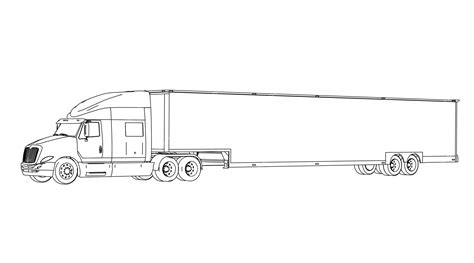 Premium Vector | A line drawing of a semi truck with a trailer on the side.