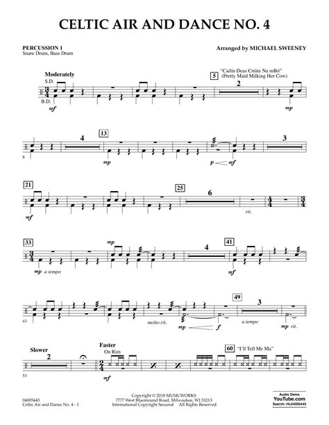 Celtic Air and Dance No. 4 - Percussion 1 by Michael Sweeney Sheet ...