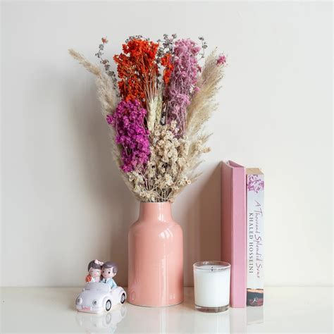 Boho Rainbow Bunch In PInk Bloom Metal Vase – Flowers and Fillers