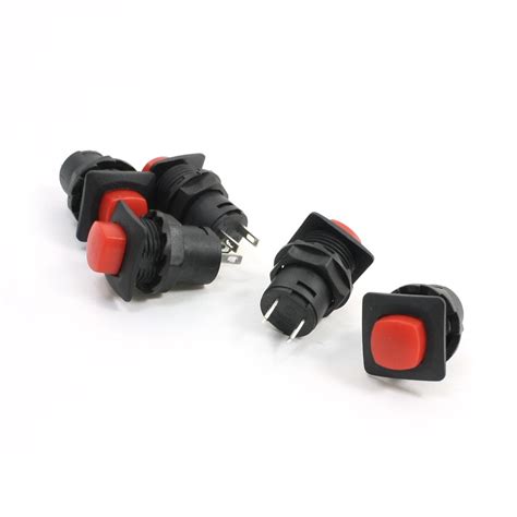 Buy 5 x Red Square Head Panel Mounting Momentary Push Button Switch ...