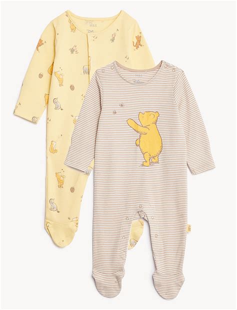 Buy 2pk Pure Cotton Winnie the Pooh™ Sleepsuits at Marks & Spencer