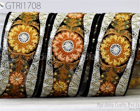 9 Yard Beaded Trims Sari Border Sewing Supply Crafting Decorative Gold ...