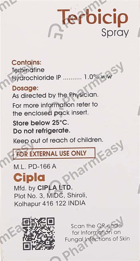 Buy Terbicip 1 % Spray (30) Online at Flat 15% OFF | PharmEasy
