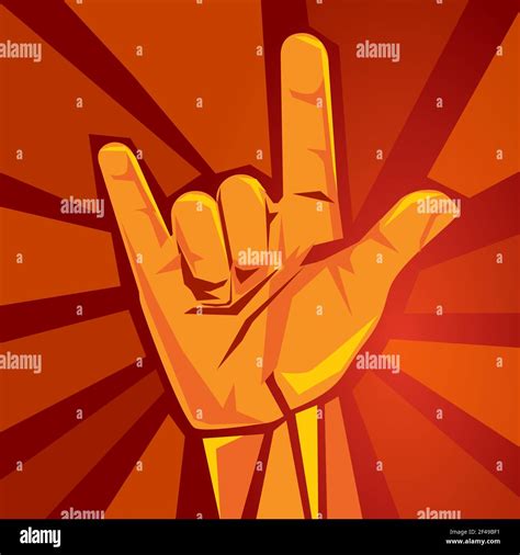 Rock and roll or Heavy Metal hand sign horns party hard symbol red ...