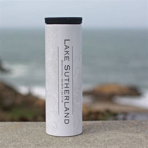 Lake Sutherland - Washington Engraved Topographic Map Tumbler in Matte ...