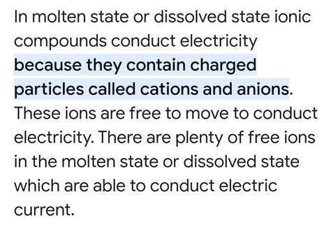 How ionic compounds conduct electricity in the molten state or in ...