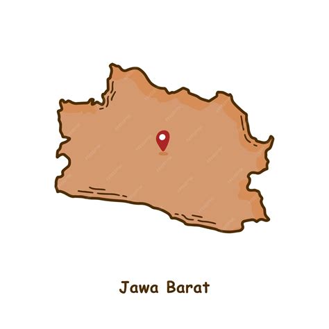 Premium Vector | Hand drawn map of jawa barat province indonesia modern simple line cartoon design