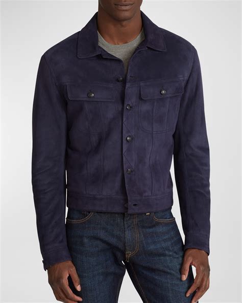 Ralph Lauren Purple Label Men's Barron Suede Jacket | Neiman Marcus