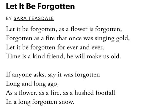 [POEM] Let It Be Forgotten by Sara Teasdale : r/Poetry
