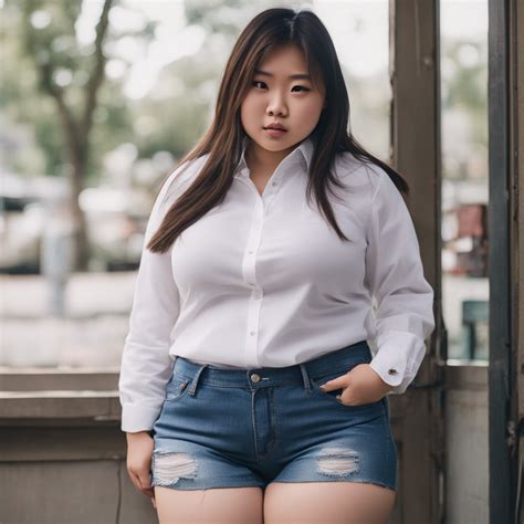 Chubby Asian Girl, Tight White Button Up Shirt, Mu by wagegapisamyth123 ...