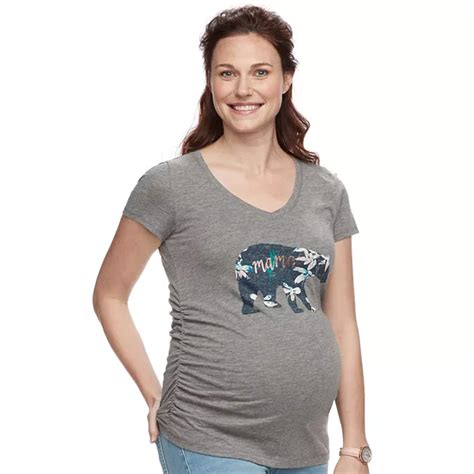 Maternity a:glow™ Ruched Graphic Short Sleeve V-neck Tee