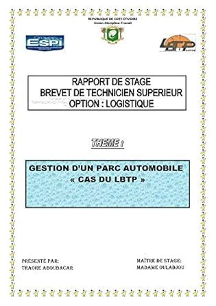 Rapport de stage Logistique: Gestion d'un parc automobile (French ...