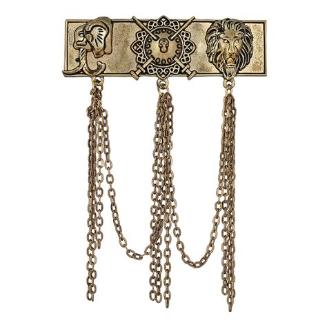 Buy Mahi Antique Gold Plated Multi Layer Hanging Chain Sherwani Brooch ...
