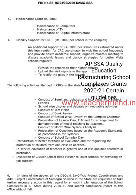 AP SSA Quality Education Restructuring School Complexes Grants 2020-21 ...