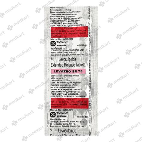 LEVAZEO SR 75MG TABLET 10'S : View Price, Combination and Alternatives ...