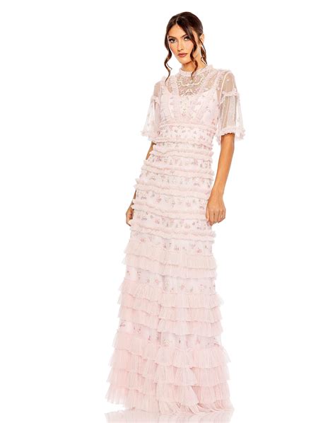 Rose Multi Mac Duggal 8033 Long Formal Ruffle Dress - Formal Dresses ...