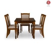 Buy Franceska Brown Solid Wood Fabric 6 Seater Dining Set Durian