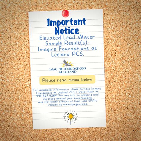 IMPORTANT NOTICE: ELEVATED LEAD WATER SAMPLE RESULT(S) Imagine ...