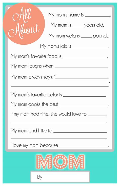 Mother's Day Kid Interview Questions Free Printable
