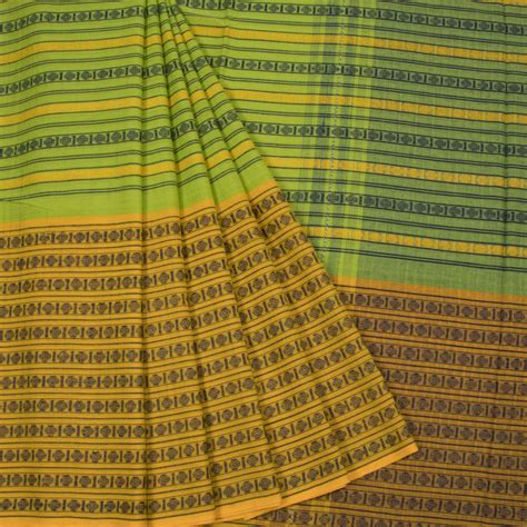Green Handloom Dhaniakhali Cotton Saree | Avishya.com
