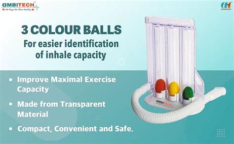 AmbiTech Respiratory 3 Ball Lung Exerciser, Spirometer, Pack of 1 ...
