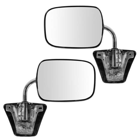 TRQ Chrome Manual Side View Mirrors Left LH & Right RH Pair Set for ...