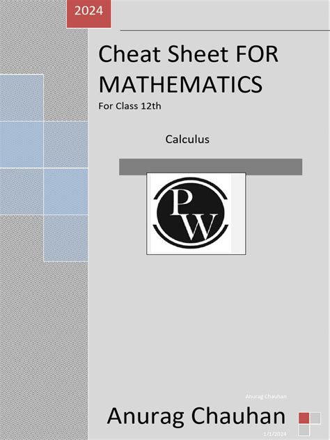 Image result for Calulus Cheat Sheet