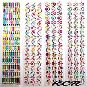KCR Designer Multi-Colored Self Adhesive Star, Flower, Round & Pearl ...
