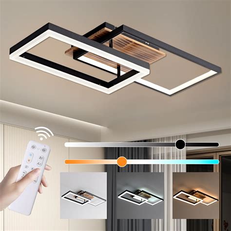 Modern LED Minimalist Wood Style Flush Mount Ceiling Light Fixture ...