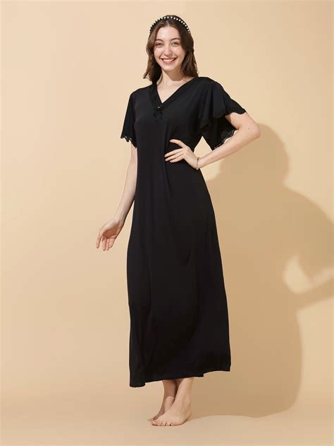 Shop Black Modal Designer Soft Summer Nightwear for Women – 9shines label